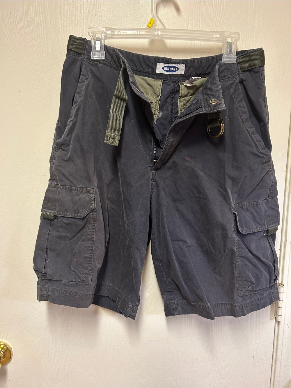 Old Navy Men's Charcoal Cargo Shorts with Olive Accents
